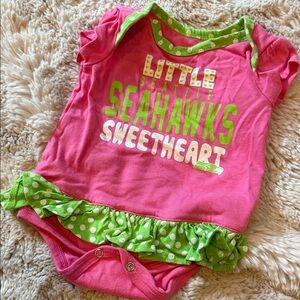 NFL Bright Pink and Green Seattle Seahawks Sweetheart Onesie 3-6mo